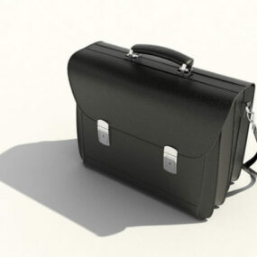 Fashion Black Leather Briefcase 3d model
