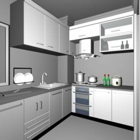 Conception de cuisine d'angle en forme de L modèle 3D
