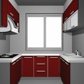 خطة تصميم المطبخ على شكل U نموذج ثلاثي الأبعاد