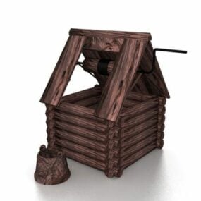 Old Wooden Wishing Well 3d model