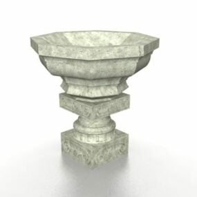 Antyczna kamienna urna ogrodowa Model 3D