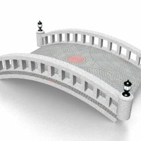 Pont de pierre du jardin de beauté modèle 3D