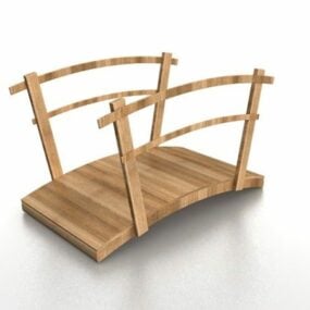 带手柄的木制花园桥3d模型