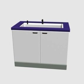 Small Kitchen With Sink Cabinet 3d model