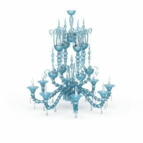 Blue Crystal Drop Ceiling Chandelier 3d model