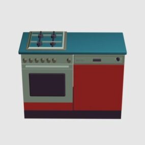 Modello 3d dell'armadio da cucina della stufa