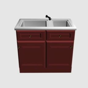 Wooden Kitchen Sink Cabinet 3d model