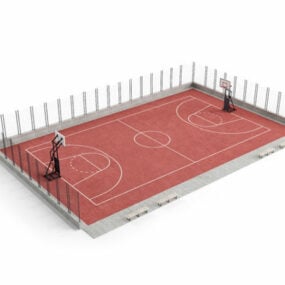 Outdoor Basketball Court 3d model