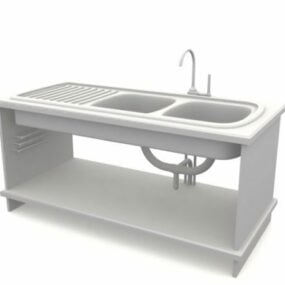 Double Bowl Furniture Kitchen Sink 3d model
