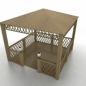 庭の木製ガゼボの建物3Dモデル
