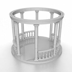 Circular Stone Garden Pergola 3d model