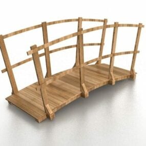 Dřevěný zahradní most dekorace 3D model