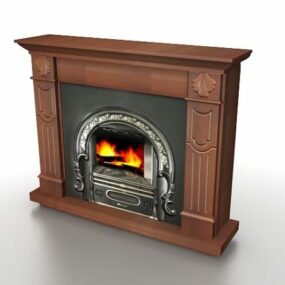 Vent-less Design Stone Gas Fireplace 3d model