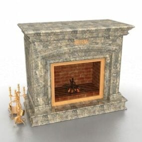 Stone Marble Fireplace French 3d model