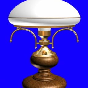 European Antique Wood Table Lamp 3d model