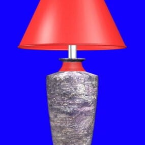 Red Shade Table Lamp Furniture 3d model