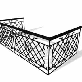 Wrought Iron Balcony Stair Handrails 3d model