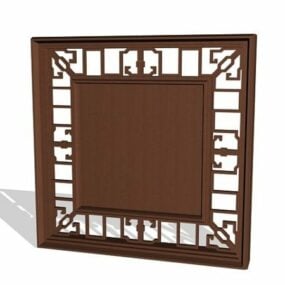 Modelo 3d de painéis de janela de madeira de treliça chinesa