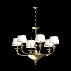 Antique Bronze Chandelier With Shades 3d model