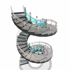 3д модель строительной винтовой лестницы