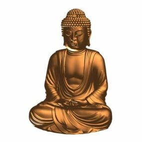 Bronze Material Buddha Statue 3d model