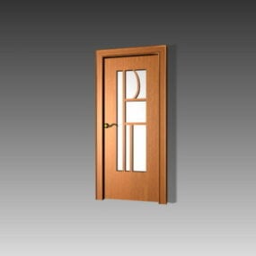 طراحی داخلی درب چوبی شیشه ای مدل سه بعدی