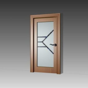 Model 3D drzwi drewnianych z matowego szkła