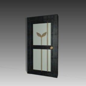 Glass Door Wood Frame Design 3d model