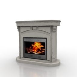 Antique White Marble Fireplace 3d model