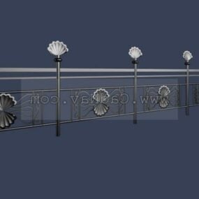 Mô hình 3d lan can cầu thang thiết kế bằng sắt rèn