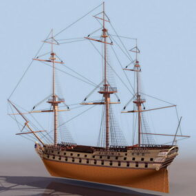 1784 French Ship Superbe Watercraft 3d model