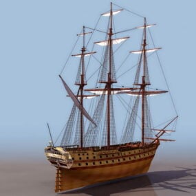 18th Century French Watercraft Glorieux Sailing Warship 3d model