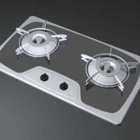 2d модель кухонної газової варильної панелі з 3 конфорками