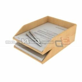 2 Layer Wood File Holder Office Equipment 3d model
