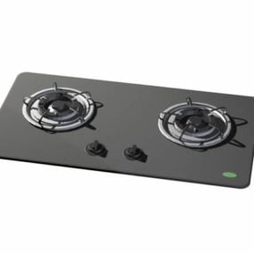 Kitchen Stainless Steel Gas Cooktop 3d model