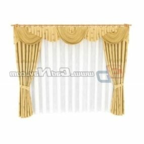Yellow Color Classic Window Curtain 3d model