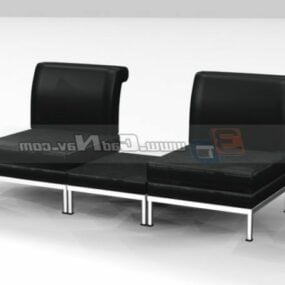 2 Seats Black Chair For Waiting Room 3d model