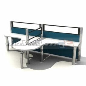 نموذج تقسيم محطة عمل مكتبية بمقعدين ثلاثي الأبعاد