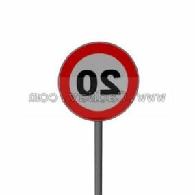 20kmh Speed Limit Road Signs 3d model