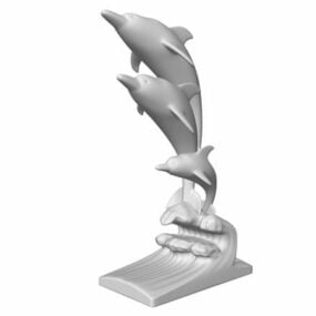 3 delfiner statue springvand dekoration 3d model