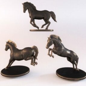 3 פסלי סוסים דגם תלת מימד