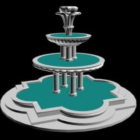 3-stufiger Brunnen 3D-Modell