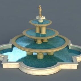 Water Fountain Stair Circle Steps 3d model