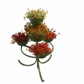 Modelo 3d de suporte de flores de 3 camadas para decoração externa