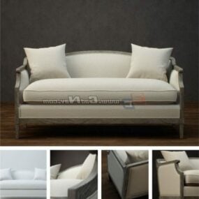 3 Seats Fabric Couch Furniture 3d model