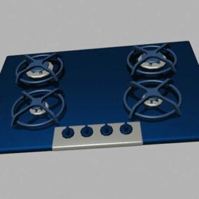 4d модель кухонної газової варильної панелі з 3 конфорками