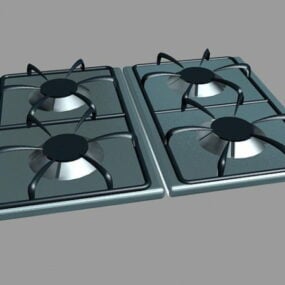 4d модель кухонної 3-х конфоркової газової плити