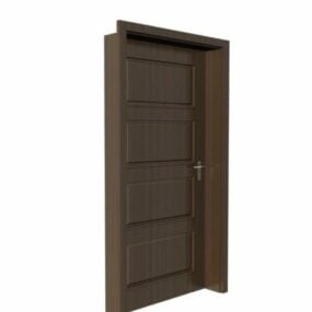 4 Panel Wooden Door Furniture 3d model