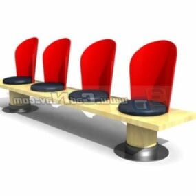 4 सीटें सार्वजनिक स्थान प्रतीक्षा कुर्सी 3डी मॉडल