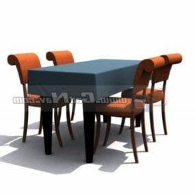 4 Seats Dining Room Furniture 3d model